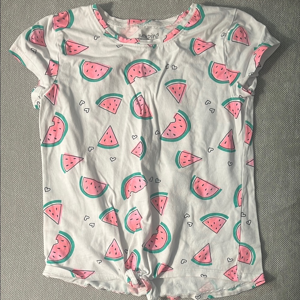 Jumping Beans White Tee with Watermelon Print